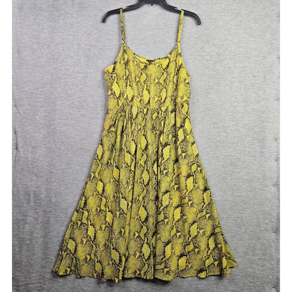 Torrid Tellow Snake Printed Midi Chiffon Pleated Dress Size 0 NWOT - Picture 2 of 9